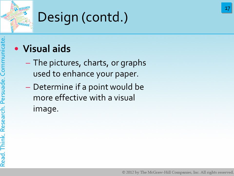 Design (contd.) Visual aids