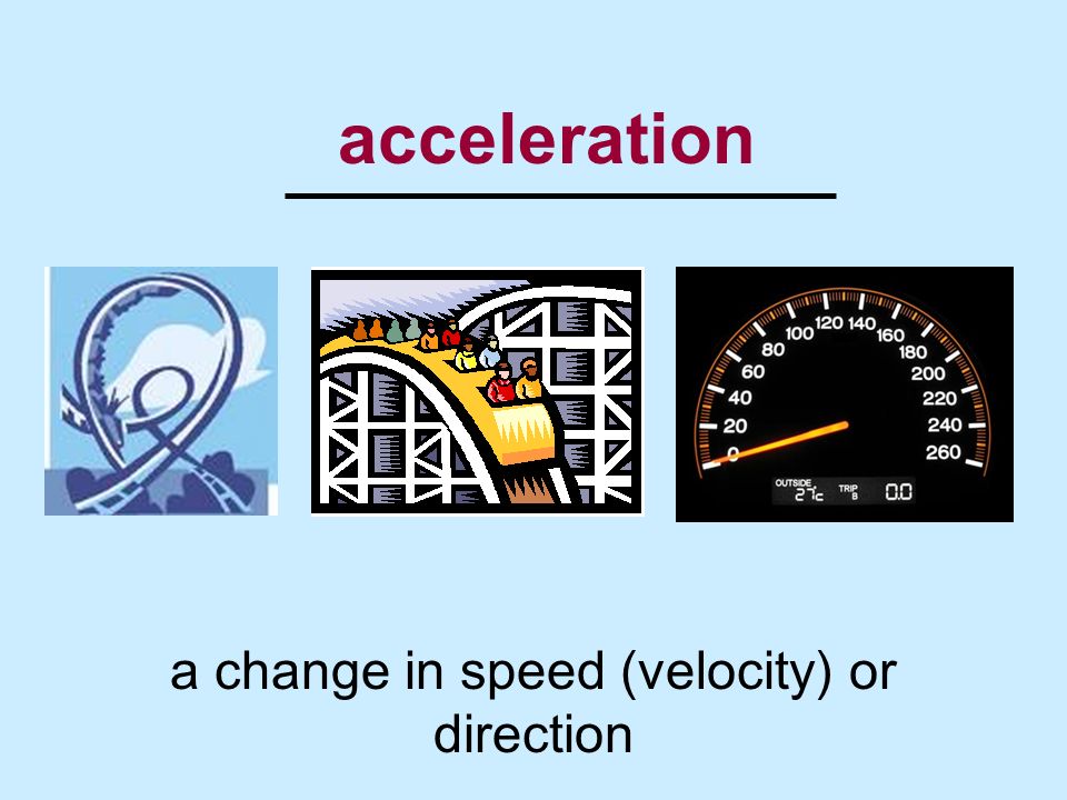 a change in speed (velocity) or direction
