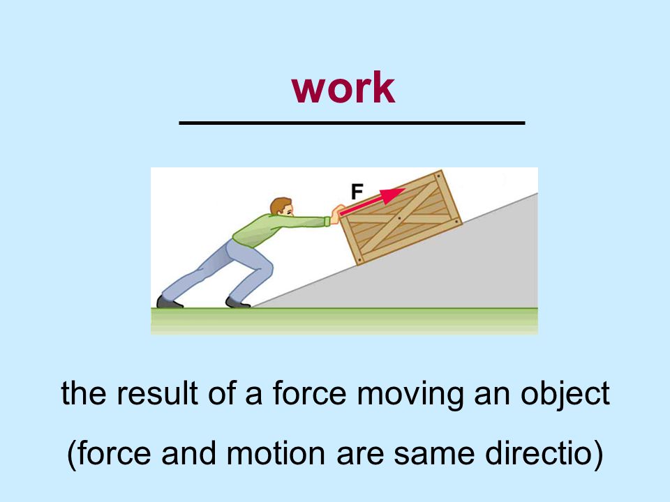 work the result of a force moving an object