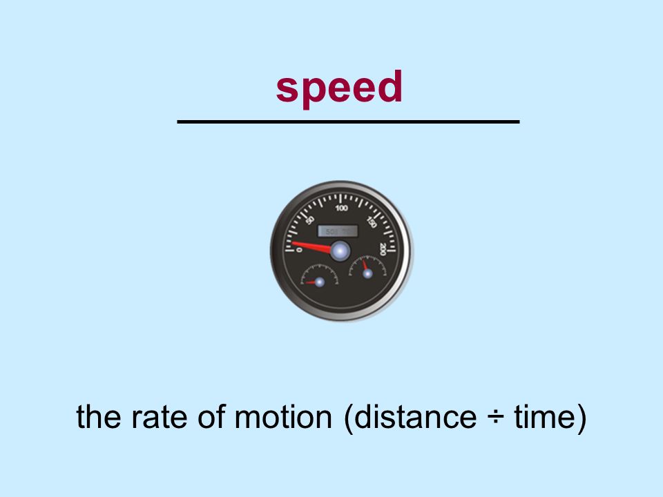 the rate of motion (distance ÷ time)
