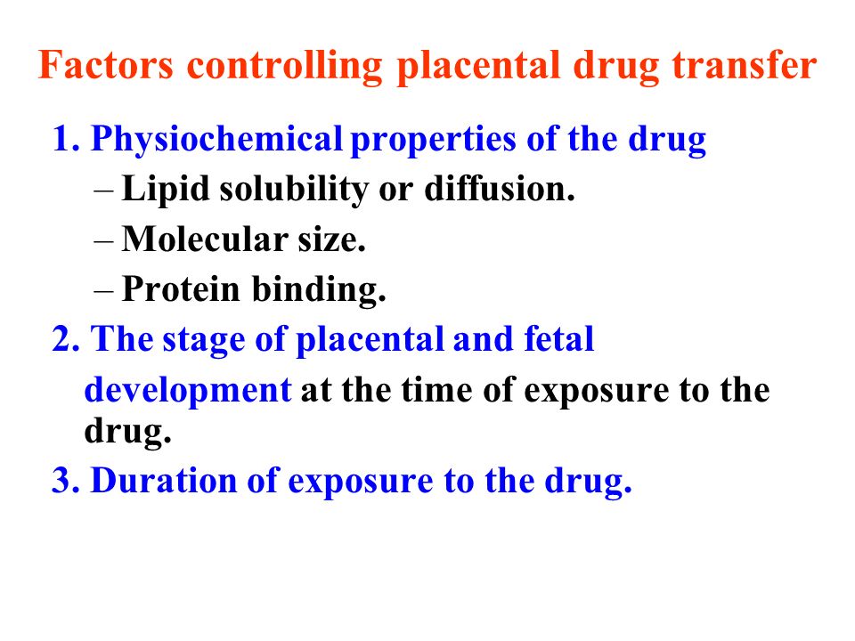 Factors controlling placental drug transfer