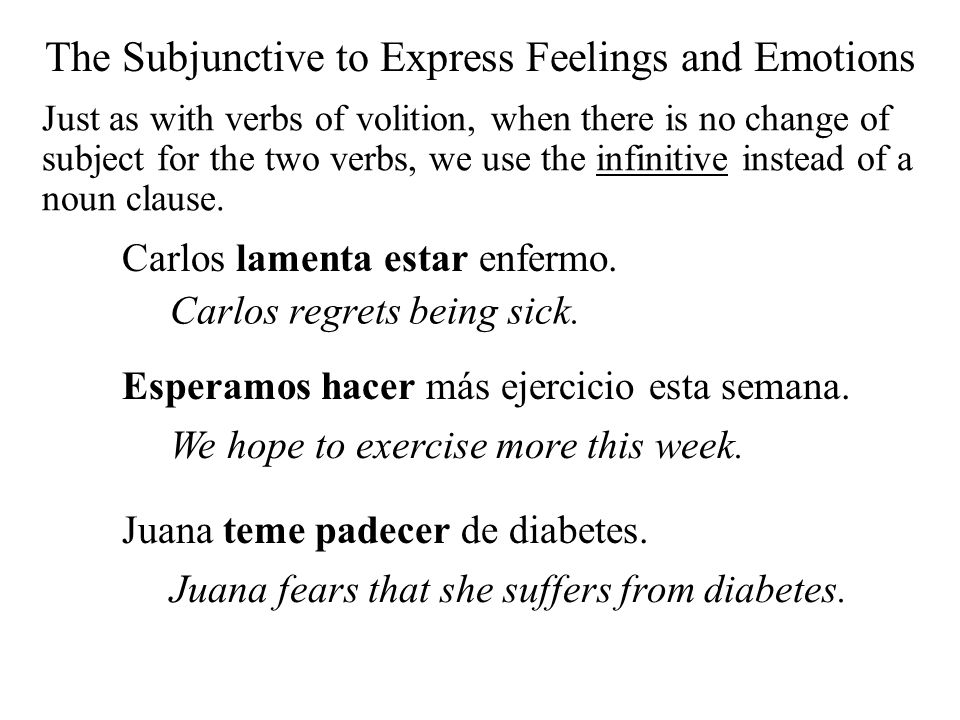 The Subjunctive to Express Feelings and Emotions