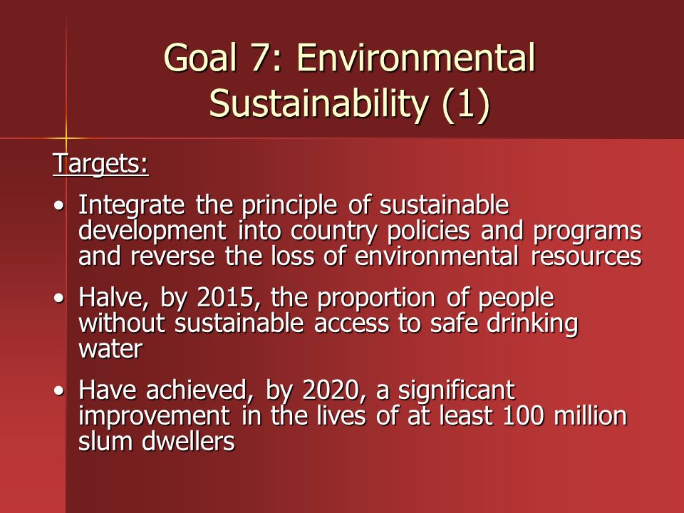 Goal 7: Environmental Sustainability (1)
