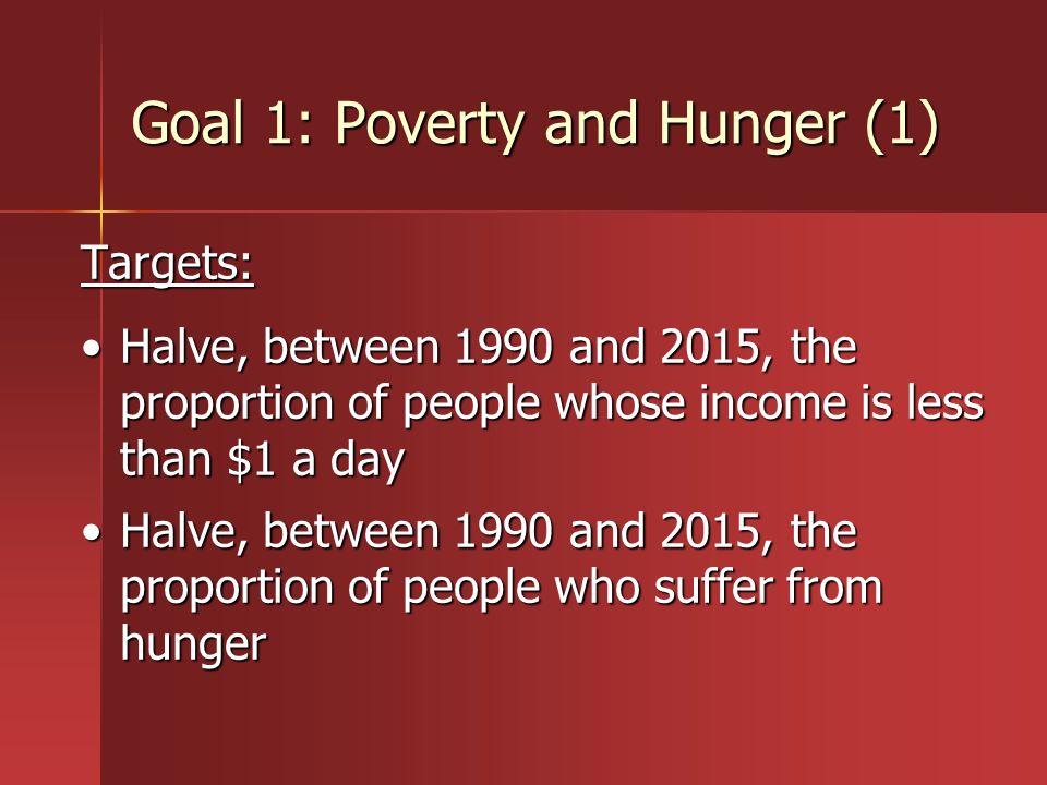 Goal 1: Poverty and Hunger (1)