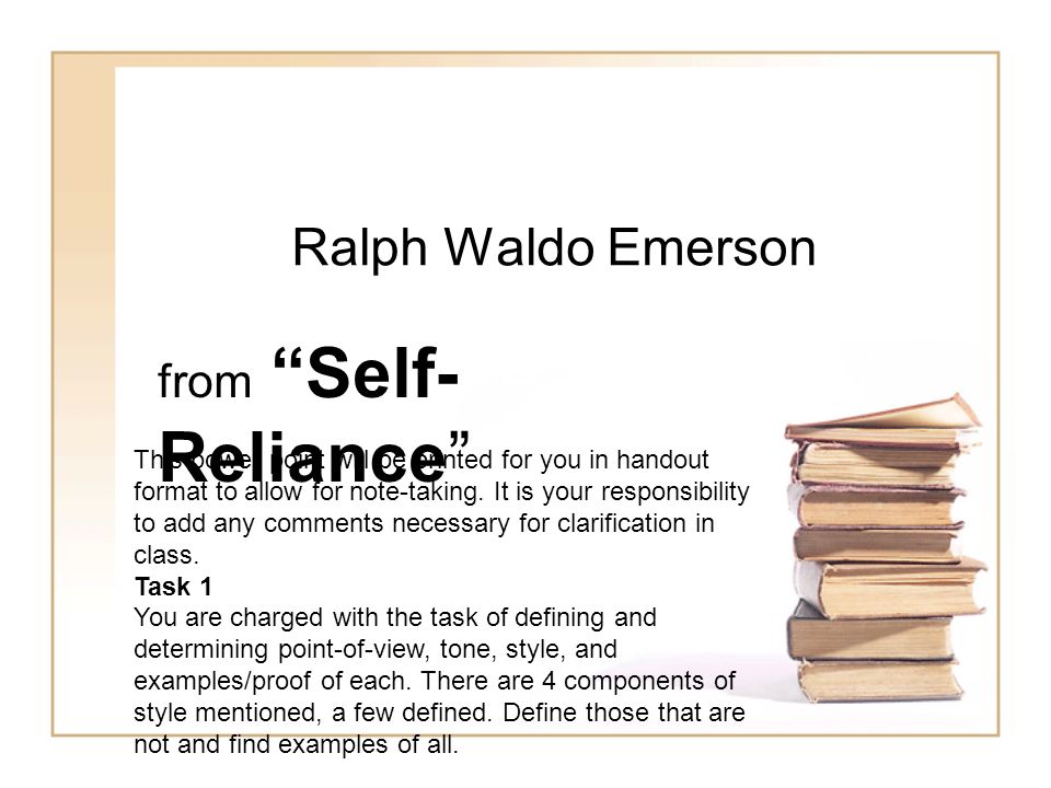 Ralph Waldo Emerson From Self Reliance Ppt Video Online Download