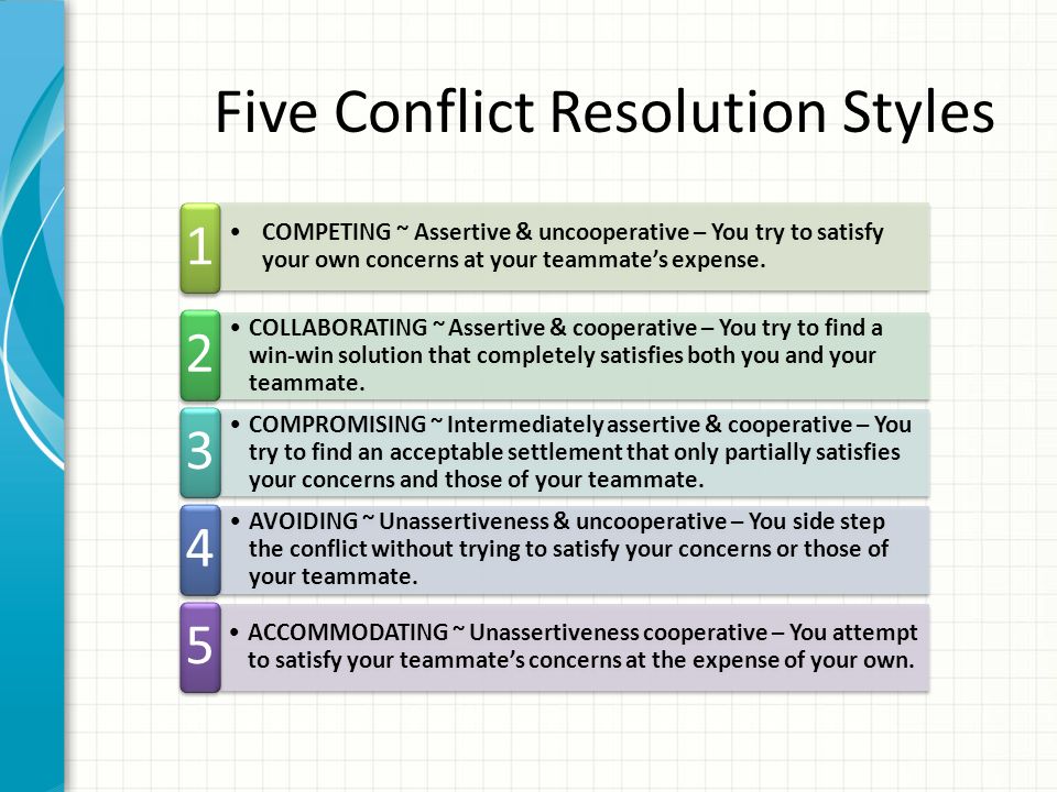 Five Conflict Resolution Styles