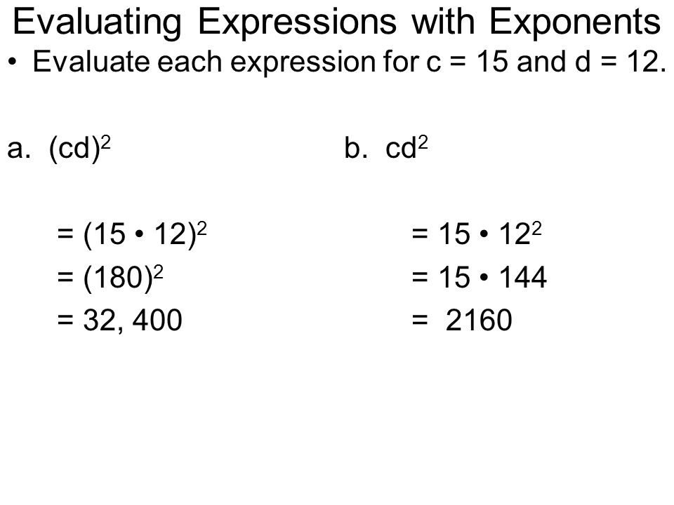 Evaluating Expressions with Exponents