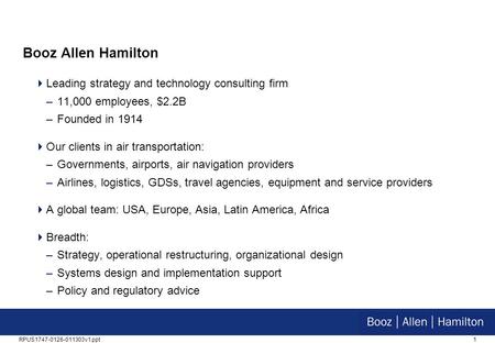 Booz Allen Hamilton Leading strategy and technology consulting firm