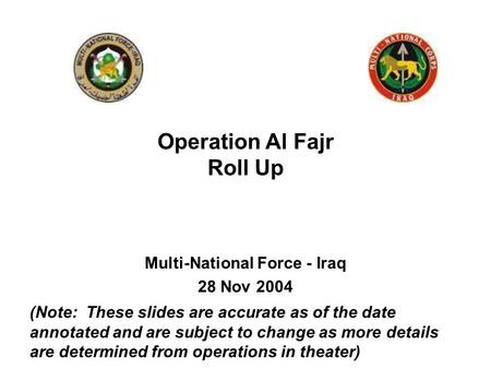 Multi-National Force - Iraq 28 Nov 2004