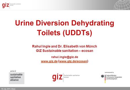 Urine Diversion Dehydrating Toilets (UDDTs) Rahul Ingle and Dr