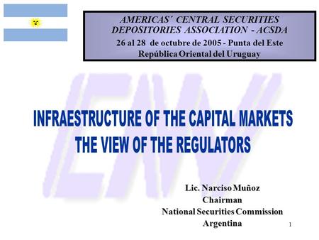INFRAESTRUCTURE OF THE CAPITAL MARKETS THE VIEW OF THE REGULATORS
