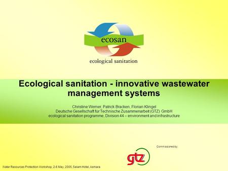 Ecological sanitation - innovative wastewater management systems