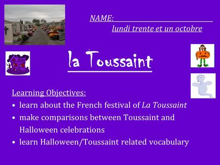 la Toussaint NAME:_______________________________