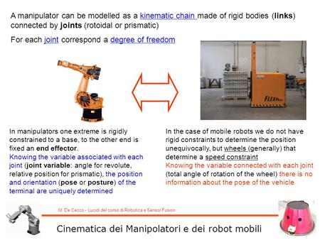 Cinematica dei Manipolatori e dei robot mobili