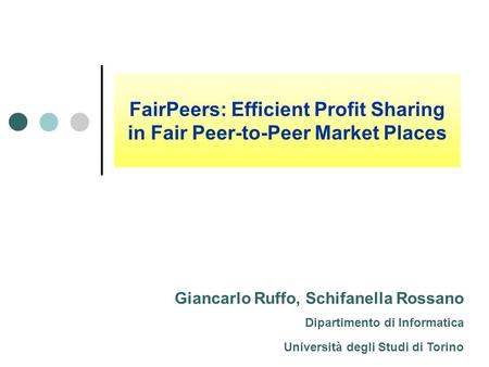 FairPeers: Efficient Profit Sharing in Fair Peer-to-Peer Market Places