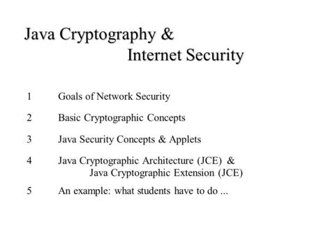 Java Cryptography & Internet Security