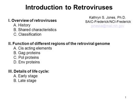 Introduction to Retroviruses