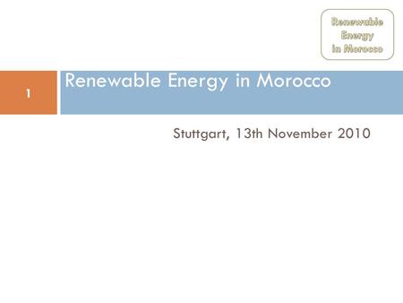 Renewable Energy in Morocco