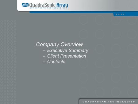 Company Overview Executive Summary Client Presentation Contacts.
