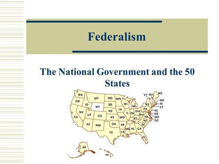Federalism The National Government and the 50 States.