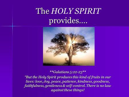 The HOLY SPIRIT provides….