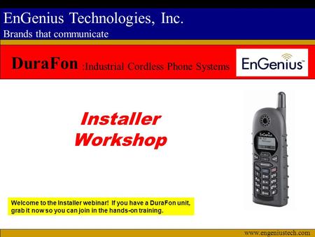 DuraFon Installer Workshop :Industrial Cordless Phone Systems