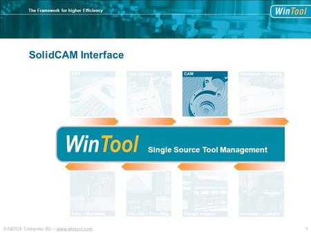 WinTool SolidCAM Interface Single Source Tool Management Tool Catalogs