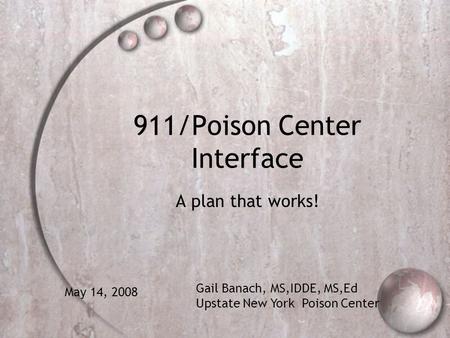 911/Poison Center Interface