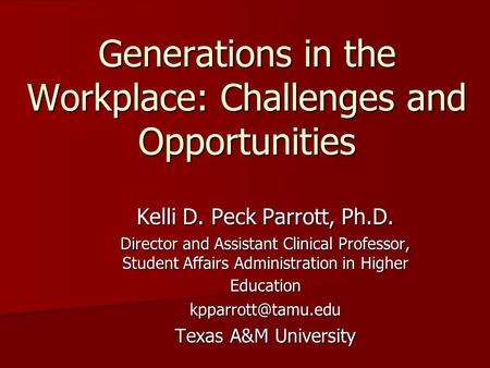 Generations in the Workplace: Challenges and Opportunities