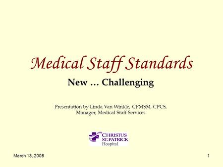 Medical Staff Standards