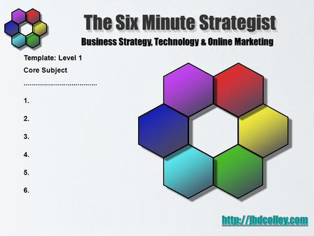 The Six Minute Strategist Business Strategy, Technology & Online Marketing  Template: Level 1 Core Subject.....................................