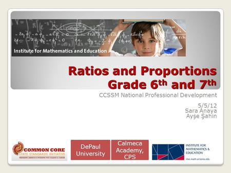 Ratios and Proportions Grade 6th and 7th