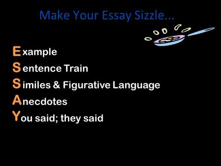 Make Your Essay Sizzle... E S A Y xamples entence Train