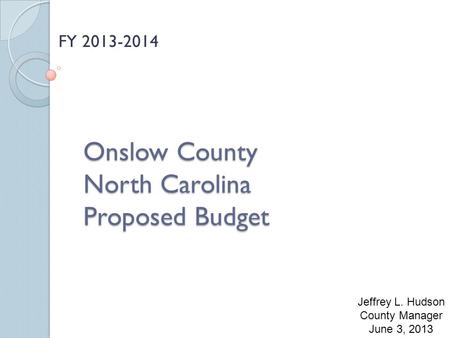 Onslow County North Carolina Proposed Budget