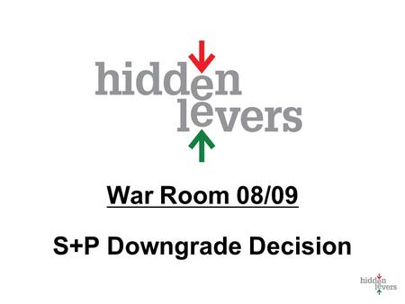 War Room 08/09 S+P Downgrade Decision. The War Room Monthly macro discussion Using tools in context Feature for subscribers only Feedback - what should.