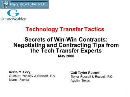 Technology Transfer Tactics