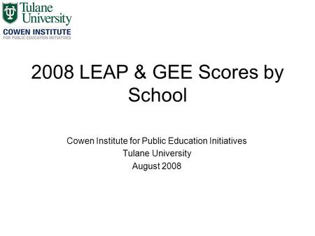 2008 LEAP & GEE Scores by School