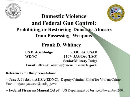 Domestic Violence and Federal Gun Control: