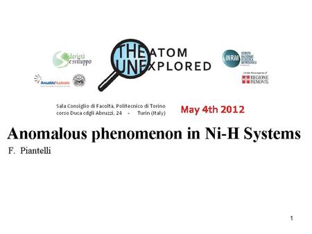 1. 2 Anomalous phenomenon in Ni-H Systems F. Piantelli We trace a possible path for the development of this intriguing and very complex area of research.
