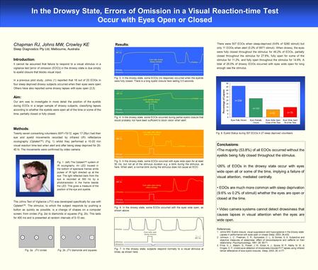 In the Drowsy State, Errors of Omission in a Visual Reaction-time Test Occur with Eyes Open or Closed Chapman RJ, Johns MW, Crowley KE Sleep Diagnostics.