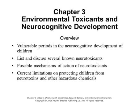 Chapter 3 Environmental Toxicants and Neurocognitive Development