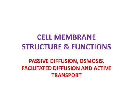 CELL MEMBRANE STRUCTURE & FUNCTIONS