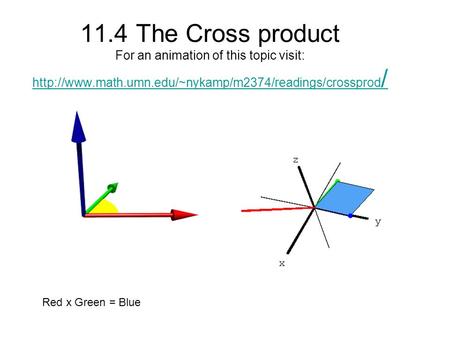 11.4 The Cross product For an animation of this topic visit: