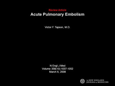Review Article Acute Pulmonary Embolism