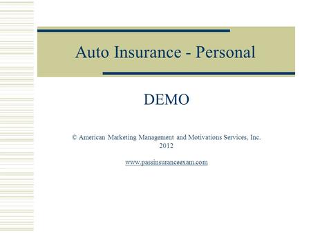 Auto Insurance - Personal