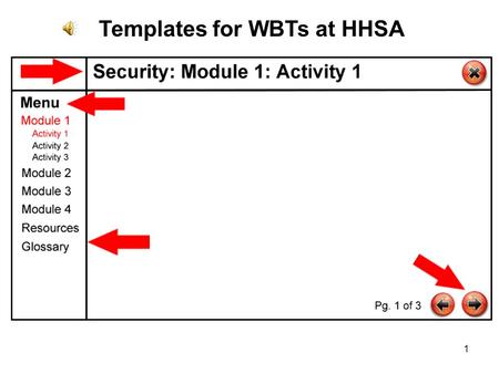 1 Templates for WBTs at HHSA. 2 Video-based Scenario with Choices.