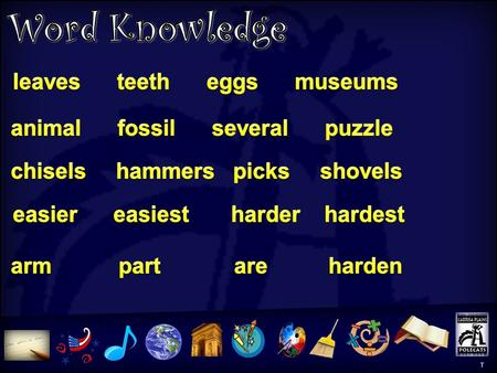 Word Knowledge T T Word Knowledge Activity pluralscommon nouns/l/ sound T.