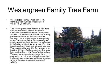 Westergreen Family Tree Farm