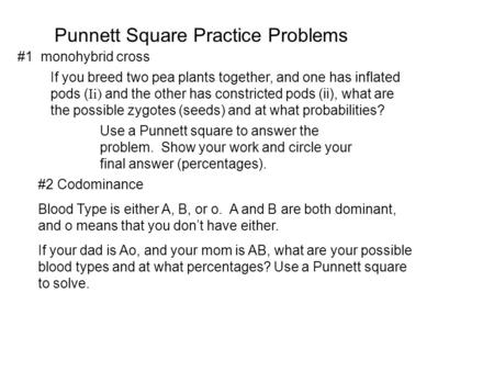 Punnett Square Practice Problems