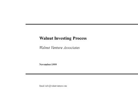 Walnut Investing Process